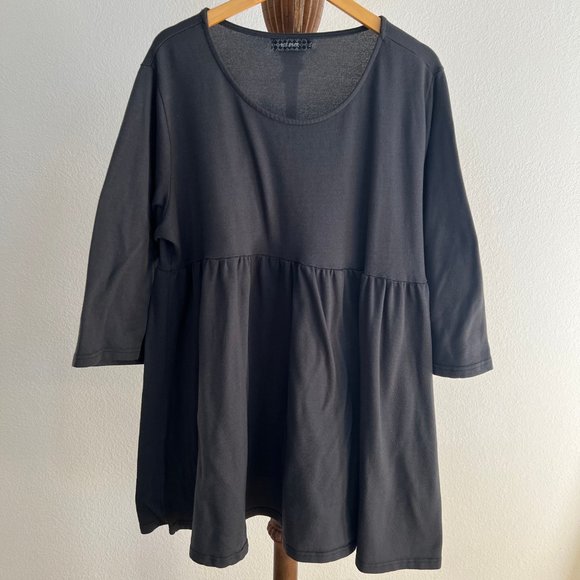 Ice Silk Size 3XL Gray Flared Sleeve Round Neck Peplum Knitted Mini Dress - Picture 1 of 10